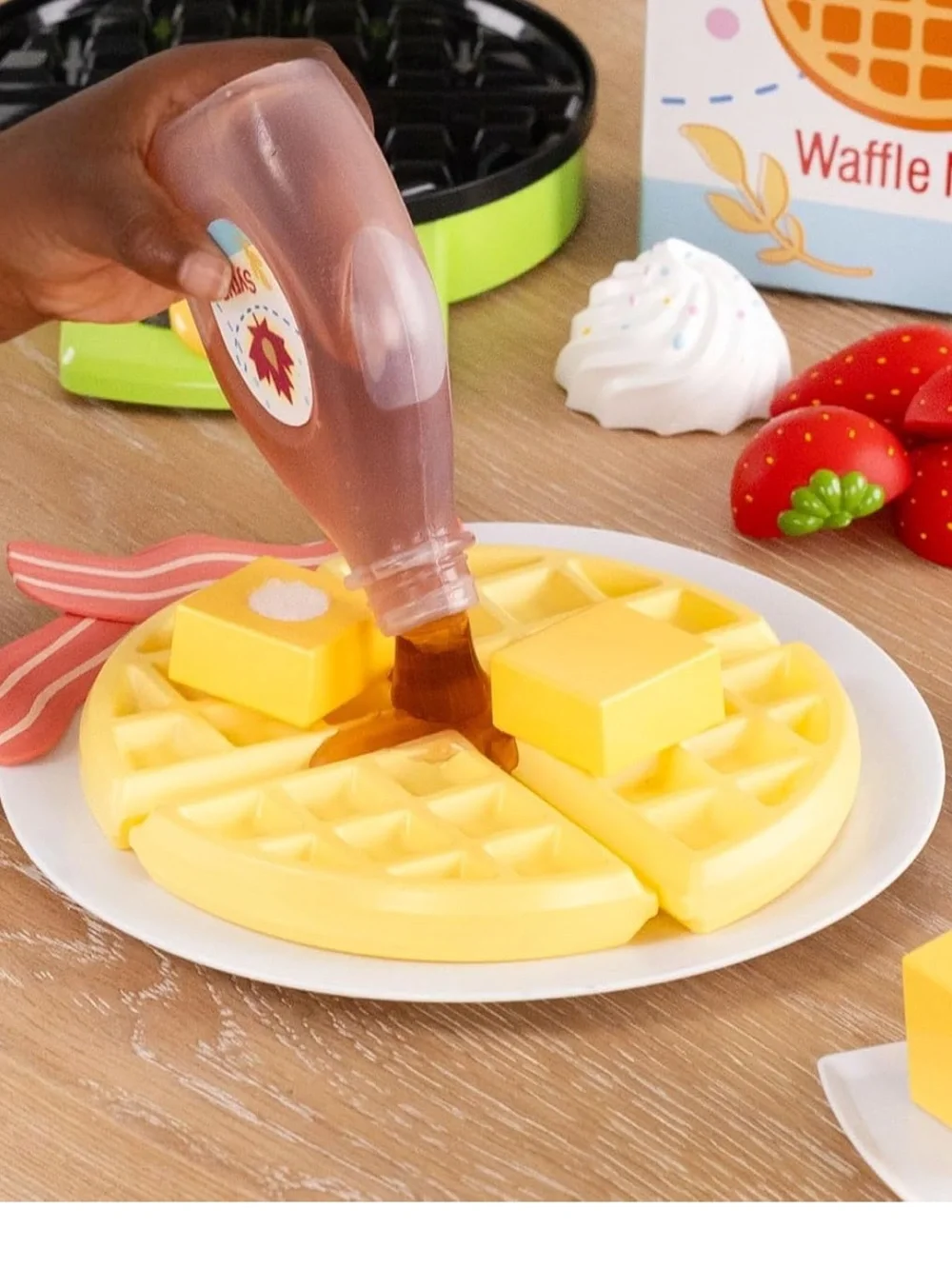 Pretend Waffle Maker Kid’s Play Food Set Acorn Avenue 21 pc. super cute read on